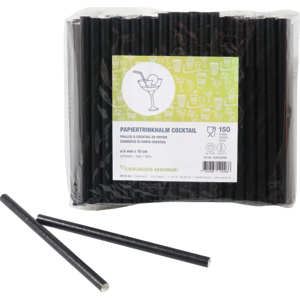 Trinkhalm Papier schwarz 15 cm Ø 8 mm Pack zu 150 Stück