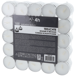 Teelichter mit Blech weiss, 4h 6 x 100 St Teelichter mit Blech weiss, 4h 6 x 100 St