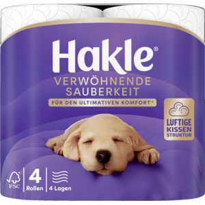 Hakle Toilettenpapier Verwöhnende Sauberkeit, 4-lagig, weiss, 140 Blatt, 6 x 4 Rl