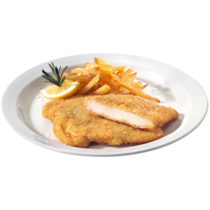 Fredag Schwiizer Poulet Schnitzel Premium, paniert, frittiert, tiefgekühlt, 3 x 6 x ca. 130 g Fredag Schwiizer Poulet Schnitzel Premium, paniert, frittiert, tiefgekühlt, 3 x 6 x ca. 130 g