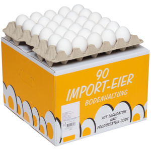 Eier Import, Bodenhaltung, 53g+, 90 Stück