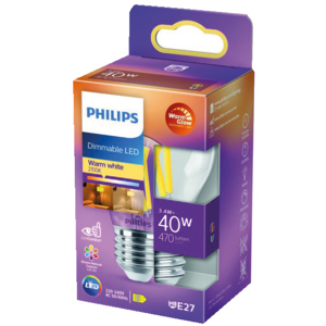 Philips LED Kugel 40W E27 klar WW DIM Philips LED Kugel 40W E27 klar WW DIM