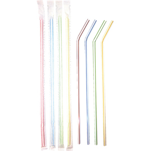 Knicktrinkhalm gehüllt PP 20 cm, Ø 5 mm farbig Pack zu 250 Stück