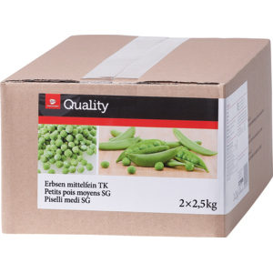 Quality Erbsen mittelfein, Import, TK, 2 x 2,5 kg