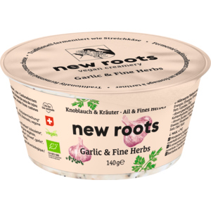 New Roots Streichkäse Knoblauch & Kräuter, vegan, 140 g New Roots Streichkäse Knoblauch & Kräuter, vegan, 140 g