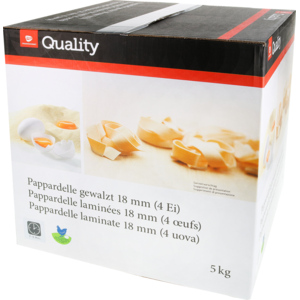 Quality Pappardelle gewalzt, 4-Ei, 18 mm, 5 kg Quality Pappardelle gewalzt, 4-Ei, 18 mm, 5 kg