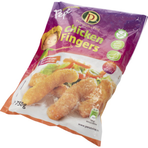Chicken Fingers glutenfrei, geformt, paniert, frittiert, tiefgekühlt, Slowenien, 750 Chicken Fingers glutenfrei, geformt, paniert, frittiert, tiefgekühlt, Slowenien, 750