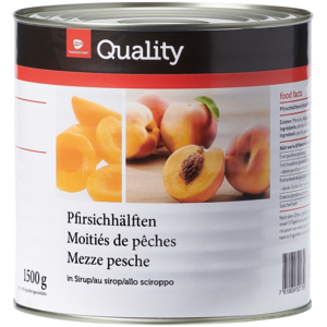 Quality Pfirsichhälften in Sirup, 6 x 2,5 kg Quality Pfirsichhälften in Sirup, 6 x 2,5 kg