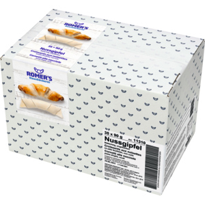Romer's Blätterteig Nussgipfel, Teigling, tiefgekühlt, 35 x 90 g Romer's Blätterteig Nussgipfel, Teigling, tiefgekühlt, 35 x 90 g