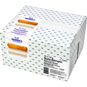 Romer's Nuss Stange, Teigling, tiefgekühlt, 40 x 110 g Romer's Nuss Stange, Teigling, tiefgekühlt, 40 x 110 g