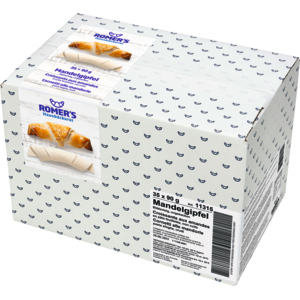 Romer's Blätterteig Mandelgipfel, Teigling, tiefgekühlt, 35 x 90 g Romer's Blätterteig Mandelgipfel, Teigling, tiefgekühlt, 35 x 90 g