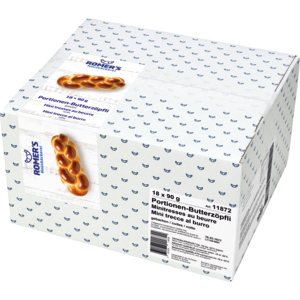 Romer's Butterzöpfli Portion, gebacken, tiefgekühlt, 18 x 90 g Romer's Butterzöpfli Portion, gebacken, tiefgekühlt, 18 x 90 g