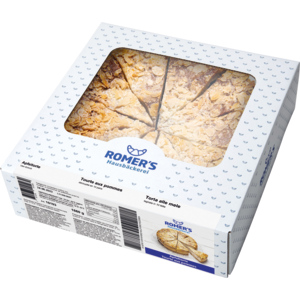 Romer's Apfeltorte, geschnitten, tiefgekühlt, 1,86 kg Romer's Apfeltorte, geschnitten, tiefgekühlt, 1,86 kg