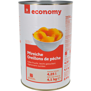 Economy Pfirsichhälften, in Sirup, 4,1 kg Economy Pfirsichhälften, in Sirup, 4,1 kg