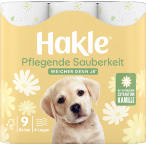 Hakle Papier hygiénique propreté traitante, 4 couches, 135 feuilles, 4 x 9 ro