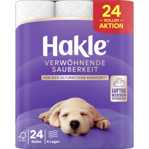 Hakle Toilettenpapier Verwöhnende Sauberkeit, 4-lagig, 140 Blatt, 24 Rl Hakle Toilettenpapier Verwöhnende Sauberkeit, 4-lagig, 140 Blatt, 24 Rl