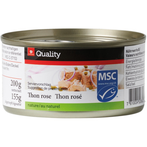 Quality MSC Thon rosé Skipjack, solid, nature, 6 x 4 x 200 g Quality MSC Thon rosé Skipjack, solid, nature, 6 x 4 x 200 g