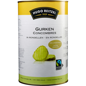 Hugo Reitzel, Fairtrade, Max Havelaar, Gurken, Scheiben mit Wellenschnitt, 4,2 kg Hugo Reitzel, Fairtrade, Max Havelaar, Gurken, Scheiben mit Wellenschnitt, 4,2 kg