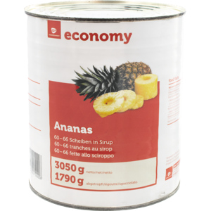 Economy Ananas, Scheiben, in Sirup, 3,05 kg Economy Ananas, Scheiben, in Sirup, 3,05 kg
