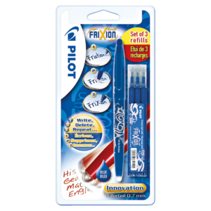 Pilot Frixion mit 3 Minen 0,7 mm blau