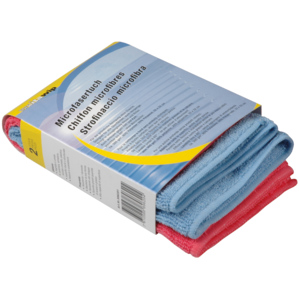 Microfasertuch, blau/rot, 32 x 32 cm, 2 St