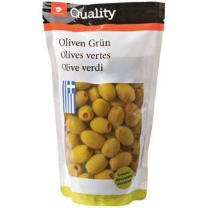 Quality Griechische Oliven, Chalkidiki, gefüllt mit Peperoni, 950 g