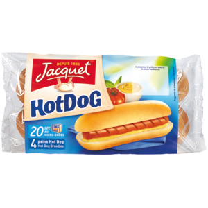 Jacquet Hot Dog Buns, vorgeschnitten, 4 Stück, 240 g