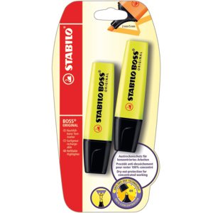 Stabilo Boss Markierstift gelb Pack zu 2 Stück
