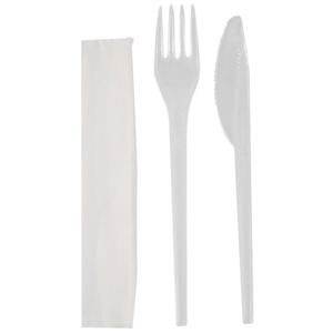 Set de couverts 3 en 1 transparent, paquet de 100 sets