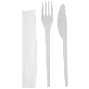 Besteckset 3 in 1 transparent Karton zu 5 x 100 Sets Besteckset 3 in 1 transparent Karton zu 5 x 100 Sets