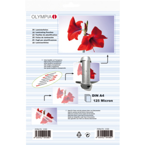 Olympia Laminierfolie A4, 125 micro, Pack zu 25 Stück Olympia Laminierfolie A4, 125 micro, Pack zu 25 Stück