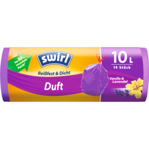 Swirl Duftmüllbeutel, mit Zugband, 10 l, Rolle zu 14 Stück Swirl Duftmüllbeutel, mit Zugband, 10 l, Rolle zu 14 Stück