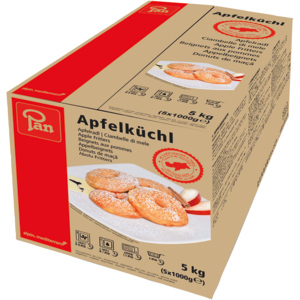 Pan Apfel Küchlein, tiefgekühlt, 5 x 1 kg Pan Apfel Küchlein, tiefgekühlt, 5 x 1 kg