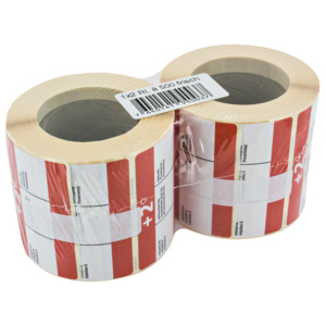 Vakuumbeutel-Etiketten +2° rot verpackt in 2 Rollen zu 500 Stück