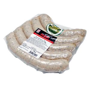 Reber Bärlauchbratwurst halb/halb, 5 x 150 g Reber Bärlauchbratwurst halb/halb, 5 x 150 g