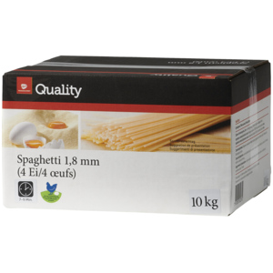 Quality Spaghetti, 4-Ei, 1,8 mm, 2 x 5 kg Quality Spaghetti, 4-Ei, 1,8 mm, 2 x 5 kg