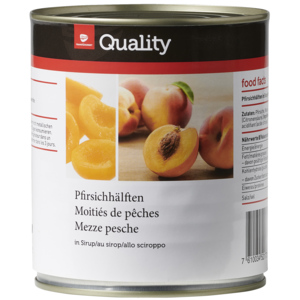 Quality Pfirsichhälften in Sirup, 6 x 820 g Quality Pfirsichhälften in Sirup, 6 x 820 g