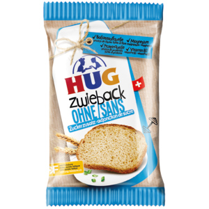 Hug Zwieback ohne Zucker, 2 Stück, 72 x 100 x 2 Stück