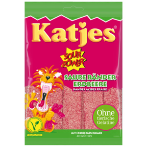 Katjes Sour Power, Erdbeerbänder, 200 g Katjes Sour Power, Erdbeerbänder, 200 g