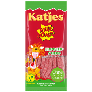Katjes Sour Power, Erdbeer Sticks, 100 g Katjes Sour Power, Erdbeer Sticks, 100 g