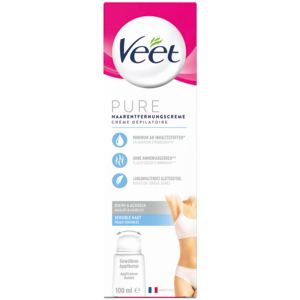 Veet Haarentfernungscreme, empfindliche Haut Bikini + Achseln, 2 x 100 ml Veet Haarentfernungscreme, empfindliche Haut Bikini + Achseln, 2 x 100 ml