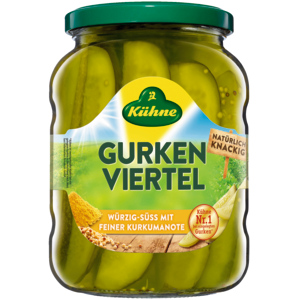Kühne Gurkenviertel süss-sauer, 670 g