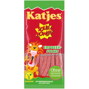Katjes Sour Power, Erdbeer Sticks, 36 x 100 g