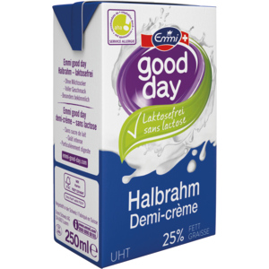 Emmi good day Halbrahm 25%, laktosefrei, UHT, 18 x 2,5 dl