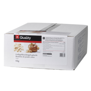 Quality Pouletfleischkügeli gekocht, tiefgekühlt, 6 kg Quality Pouletfleischkügeli gekocht, tiefgekühlt, 6 kg