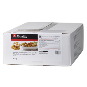 Quality Geflügel Meatballs, Curry, gekocht, tiefgekühlt, 6 kg