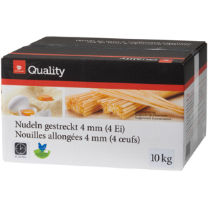 Quality Nudeln gestreckt, 4-Ei, 4 mm, 2 x 5 kg Quality Nudeln gestreckt, 4-Ei, 4 mm, 2 x 5 kg