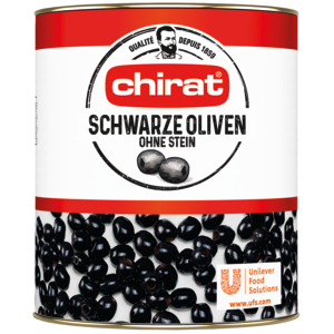 Chirat schwarze Oliven ohne Stein, 6 x 2,9 kg Chirat schwarze Oliven ohne Stein, 6 x 2,9 kg