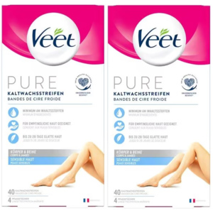 Veet Kaltwachsstreifen, sensitive Haut, Körper und Beine, 2 x 20 St Veet Kaltwachsstreifen, sensitive Haut, Körper und Beine, 2 x 20 St