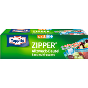 Toppits Zipper Allzweck-Beutel, 1 l, Pack zu 3 x 12 Stück Toppits Zipper Allzweck-Beutel, 1 l, Pack zu 3 x 12 Stück